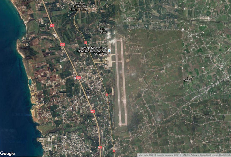 Căn cứ không quân Nga ở Syria. Ảnh Google Map