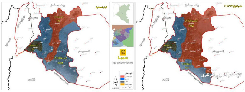 Bản đồ chiến sự tỉnh Daraa. Ảnh truyền thông Hezbollah Bản đồ chiến sự tỉnh Daraa. Ảnh truyền thông Hezbollah