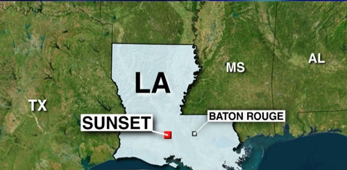 Vị trí thị trấn Sunset ở bang Louisiana, Mỹ. Đồ họa:FoxNews
