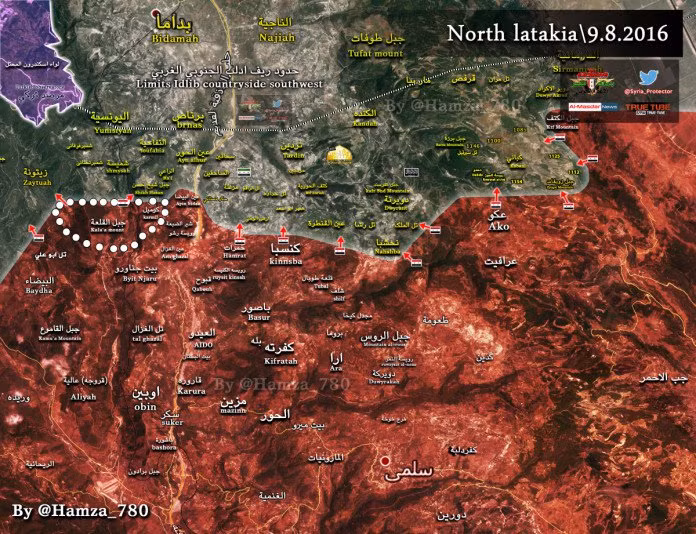 Bản đồ chiến sự vùng Latakia.