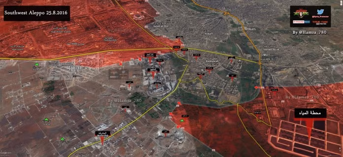 Bản đồ chiến sự Nam Aleppo ngày 25.08.2016