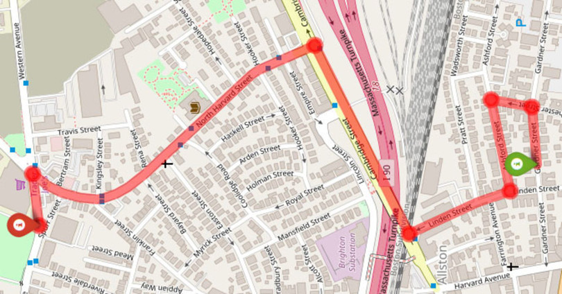 Kết quả theo dõi một đối tượng tại thành phố Massachusetts, Mỹ được nhóm nghiên cứu của Đại học Northeastern công bố. Ảnh: CNBC Kết quả theo dõi một đối tượng tại thành phố Massachusetts, Mỹ được nhóm nghiên cứu của Đại học Northeastern công bố. Ảnh: CNBC