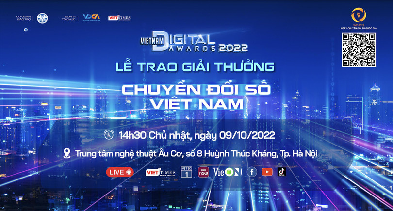 Lễ trao Giải thưởng Chuyển đổi số Việt Nam – Vietnam Digital Awards năm 2022 (VDA 2022) sẽ diễn ra ngày 09/10, tại Hà Nội