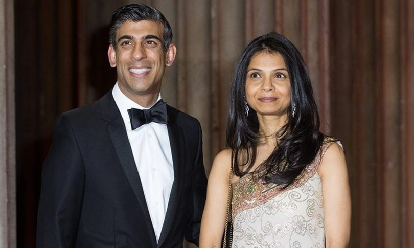 Tân Thủ tướng Anh Rishi Sunak và phu nhân Akshata Murthy. (Ảnh: AP)