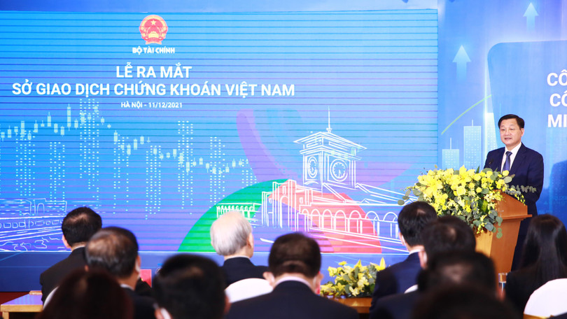 Phó Thủ tướng Lê Minh Khái phát biểu tại lễ ra mắt Sở Giao dịch chứng khoán Việt Nam