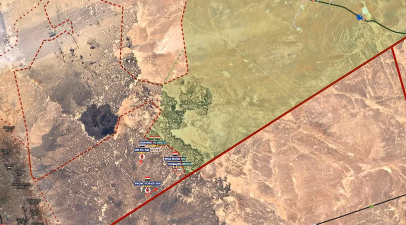 Vùng tấn công của quân đội Syria trên hướng biên giới với Jordan