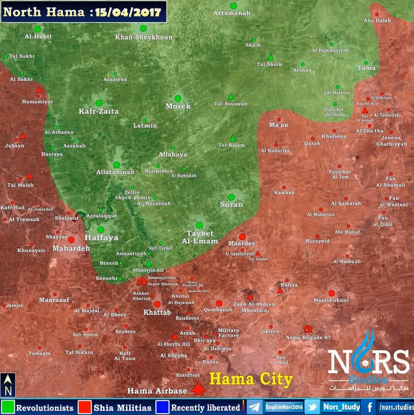 Bản đồ chiến sự miền Bắc tỉnh Hama