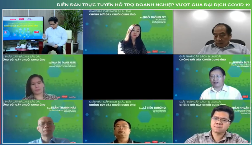 Các diễn giả tham gia buổi toạ đàm trực tuyến "Giải pháp cấp bách &amp; lâu dài chống đứt gãy chuỗi cung ứng"