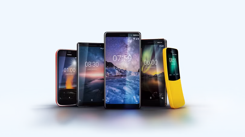 5 mẫu điện thoại HMD Global đem đến MWC năm nay gồm: Nokia 8810, Nokia 1, Nokia 6, Nokia 7 Plus và Nokia 8 Sirocco. Nguồn: Nokia