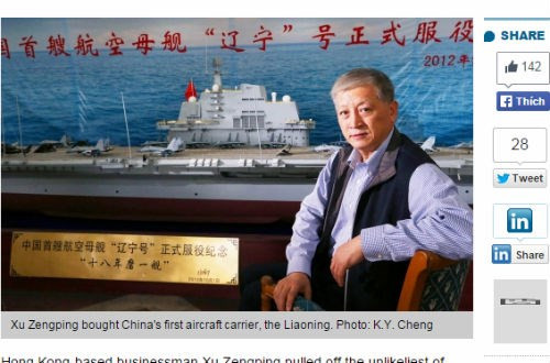 Xu Zengping, người được xem là đã mua chiếc tàu sân bay đầu tiên cho Trung Quốc - Ảnh: chụp màn hình SCMP