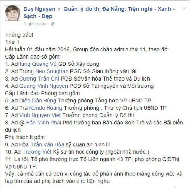 Đà Nẵng: 4 Giám đốc sở kiêm admin trên "phây" ảnh 1 Đà Nẵng: 4 Giám đốc sở kiêm admin trên "phây" ảnh 1
