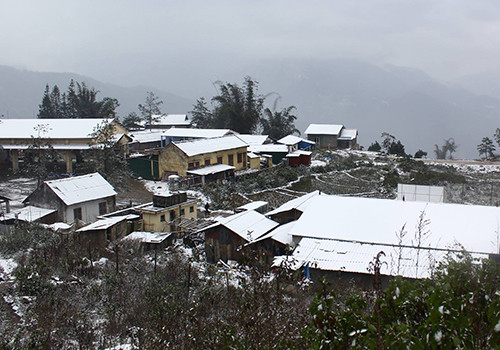 Tuyết rơi dày ở xã vùng biên Y Tý (Bát Xát, Lào Cai). Ảnh: Hoàng Phương.