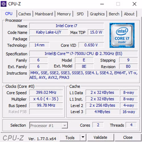 Intel Core i7-7500U.