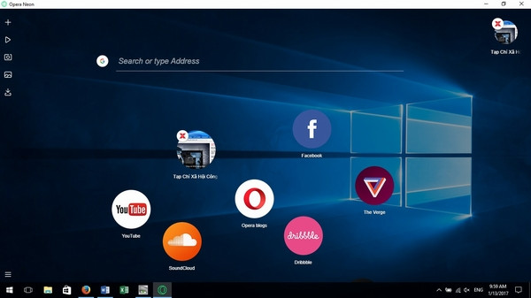 Giao diện khác lạ của trình duyệt Neon.