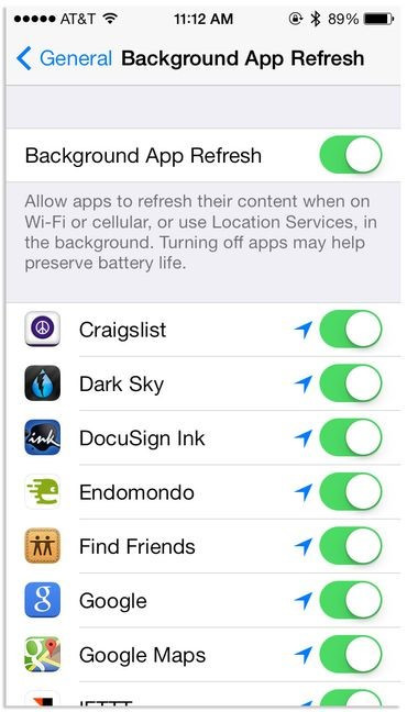 Tắt các làm mới các ứng dụng trong nền sẽ giúp tiết kiệm pin triệt để. Ảnh:Cnet.