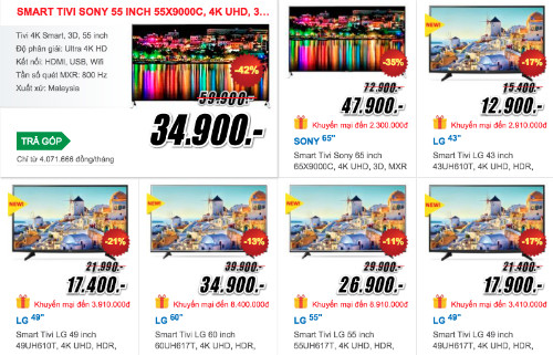 Thị trường TV cuối năm nhộn nhịp nhờ màn giảm giá của nhiều dòng 4K.