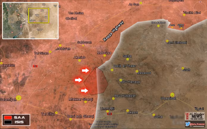 Bản đồ chiến sự trên miền Đông tỉnh Hama