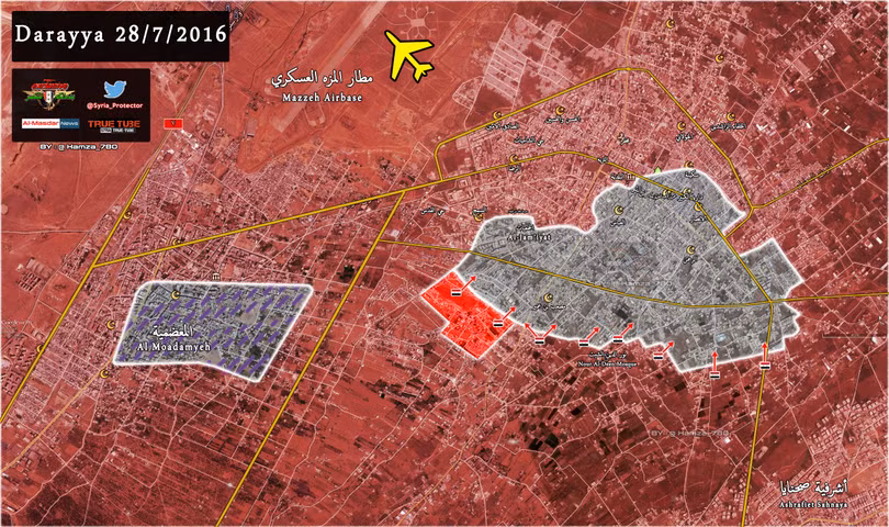 Bản đồ chiến sự thành phố vệ tinh Darayya