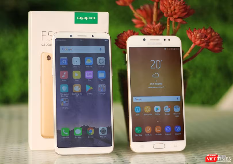 Oppo F5 và Galaxy J7 Plus là hai mẫu smartphone tiên phong cho Samsung và Oppo ở phân khúc tầm trung. Nguồn: VietTimes