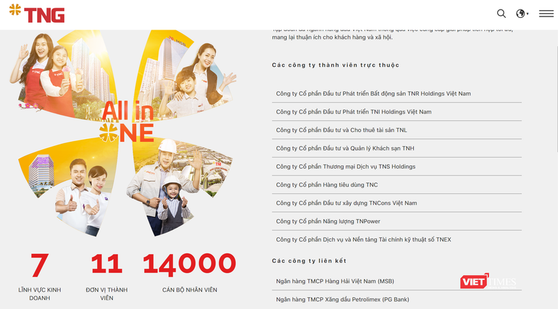 TNG Holdings từng tự giới thiệu trên website rằng MSB và PG Bank là 'các công ty liên kết'