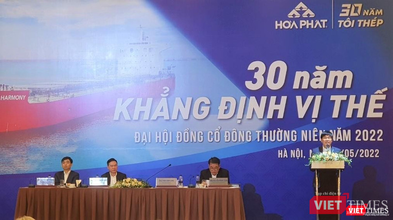 Ông Trần Đình Long - Chủ tịch Tập đoàn Hoà Phát - phát biểu tại AGM 2022 (Ảnh: P.D)