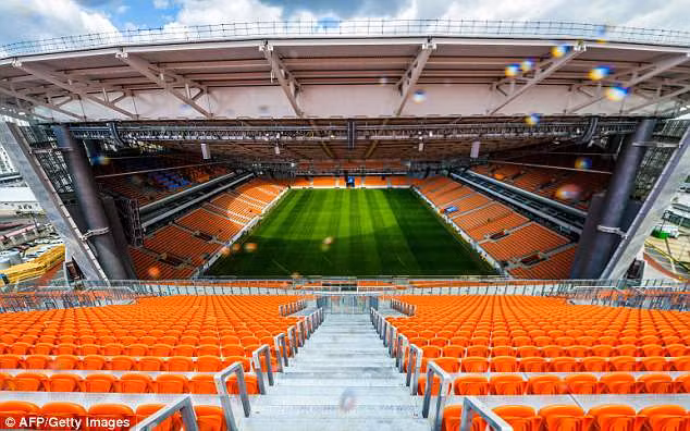 Quang cảnh chụp từ dãy ghế cao nhất trên khán đài của sân vận động Ekaterinburg Arena. Ảnh: AFP/ Getty Images
