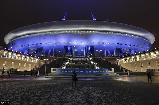 Krestovsky Stadium ở thành phố St.Petersburg là sân vận động có mức phí xây dựng đắt nhất thế giới. Ảnh: AP Krestovsky Stadium ở thành phố St.Petersburg là sân vận động có mức phí xây dựng đắt nhất thế giới. Ảnh: AP
