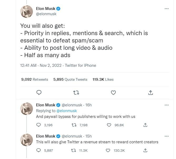 Những ưu đãi dành cho người dùng với giá 8 USD/Tháng của Elon Musk. Những ưu đãi dành cho người dùng với giá 8 USD/Tháng của Elon Musk.