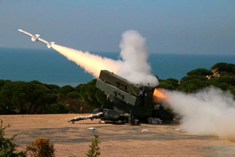 Hệ thống tên lửa phòng không Spada Aspide phóng đạn. Ảnh Military Ukraine. Hệ thống tên lửa phòng không Spada Aspide phóng đạn. Ảnh Military Ukraine.