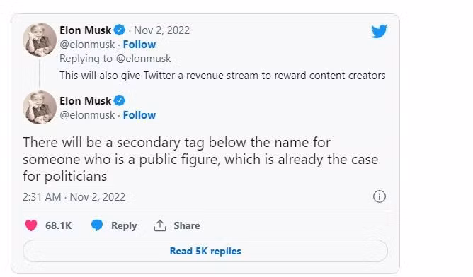 Một thẻ phụ khác cho người của công chúng. Theo Elon Musk.