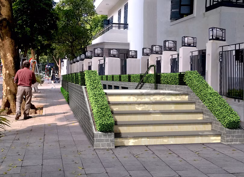 Cửa lên xuống số 2 bố trí bên trước Tổng Công ty Điện lực Miền Bắc.