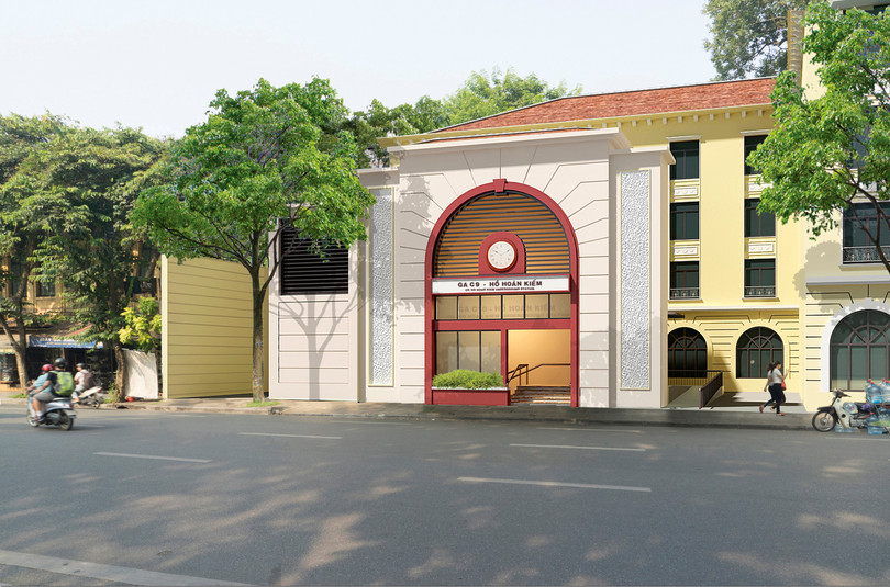 Cửa lên xuống số 1 và cụm công trình phụ trợ (tháp thông gió, tòa nhà phụ trợ, tháp làm mát và thang máy cho người khuyết tật) bố trí trong khuôn viên Tổng Công ty Điện Lực Hà Nội.