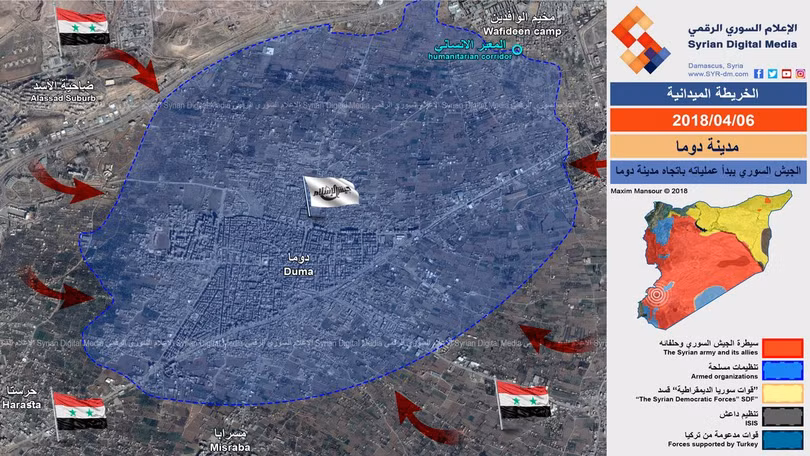 Chiến tuyến khu vực thị trấn thành phố Douma - ảnh Syrian Digital Medai
