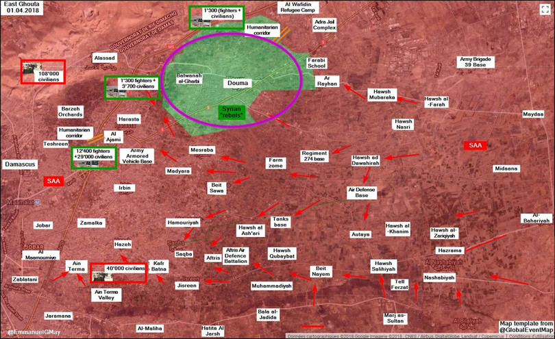 Chiến tuyến cuối cùng tính đến ngày 02.04.2018 theo South Front