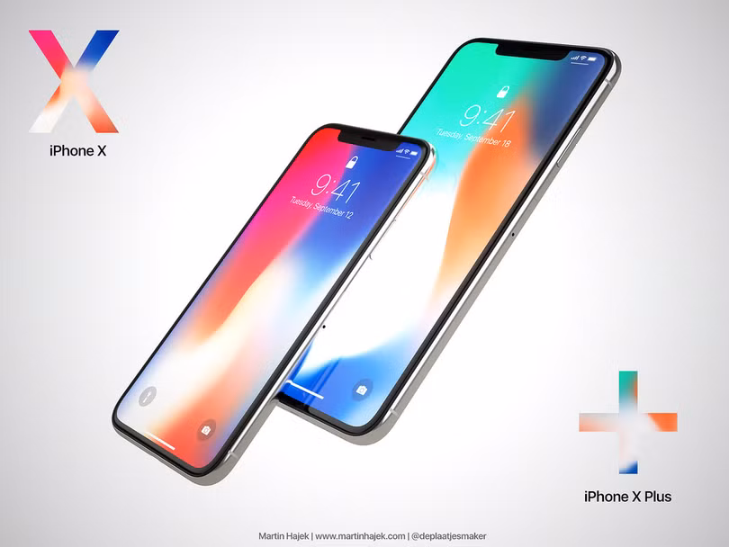 Hình ảnh dựng mặt trước của iPhone X thế hệ 2 và iPhone X Plus. Nguồn: Martin Hajek