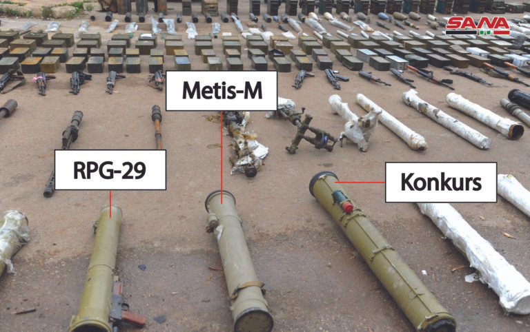 Một số vũ khí quân đội Syria thu giữ được ở Daraa. Ảnh minh họa South Front