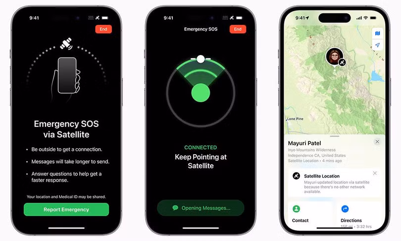 Dòng iPhone 14 có tính năng SOS khẩn cấp qua vệ tinh. Ảnh Apple Dòng iPhone 14 có tính năng SOS khẩn cấp qua vệ tinh. Ảnh Apple