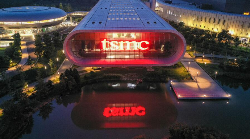 Nhà máy của Công ty Sản xuất Chất bán dẫn Đài Loan (TSMC) ở Nam Kinh, thuộc tỉnh Giang Tô phía đông Trung Quốc. Ảnh AFP