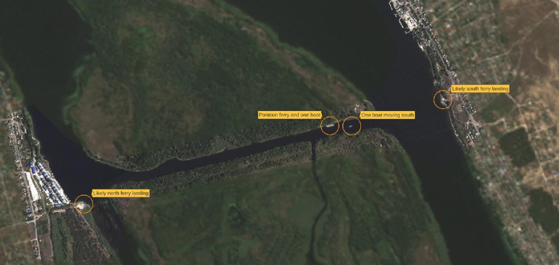 Phà Nga qua khu vực Nova Kakhovka. 02.09.2022. Ảnh Vệ tinh Phà Nga qua khu vực Nova Kakhovka. 02.09.2022. Ảnh Vệ tinh