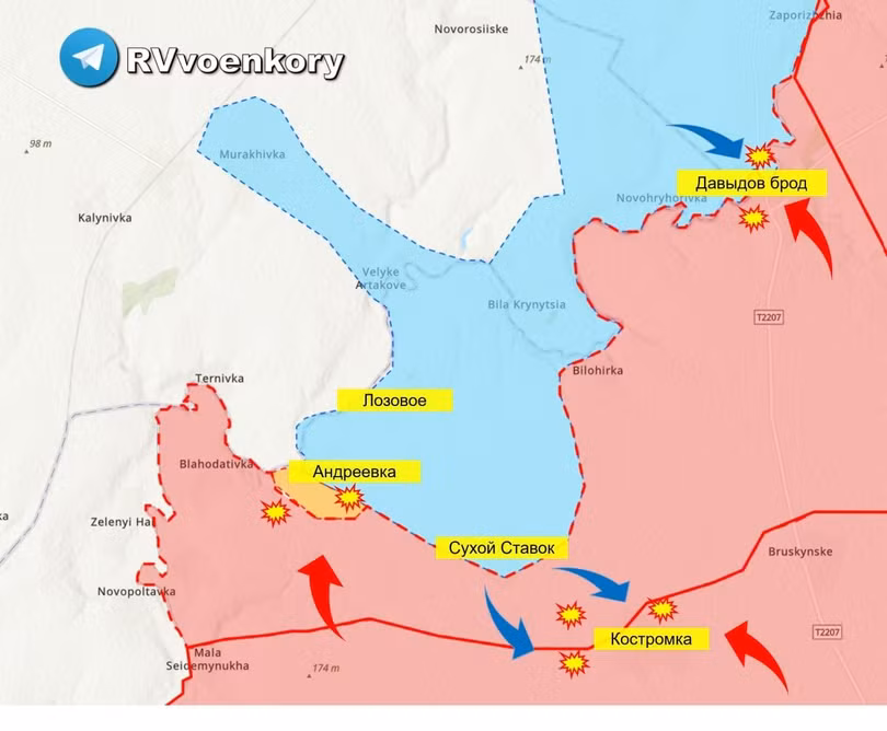 Các mũi tiến công của quân đội Ukraine sáng ngày 31/8. Ảnh RusVesna. Các mũi tiến công của quân đội Ukraine sáng ngày 31/8. Ảnh RusVesna.