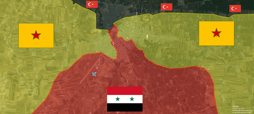 Bản đồ Qamishli, phân bổ lực lượng Syria - Kurd đến 01.05.2016 2016