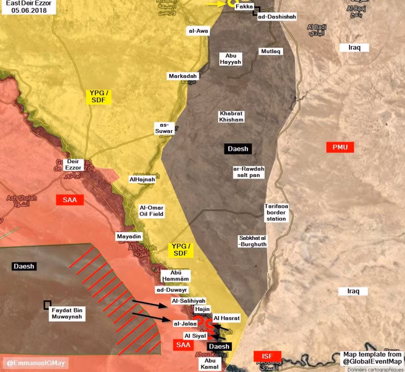 Chiến trường khu vực Deir Ezzor ngày 05.06.2018. Ảnh Masdar News
