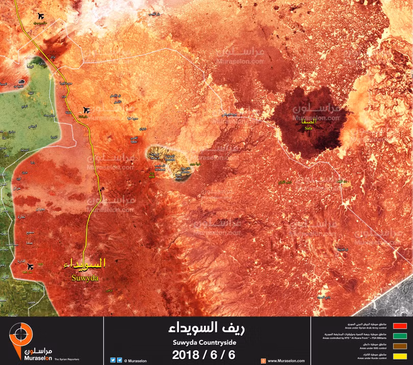 Vùng đất Suwayda, nơi nhóm IS co cụm lại sau khi thất bại ở ngoại ô Damascus. Anh minh họa Muraselon