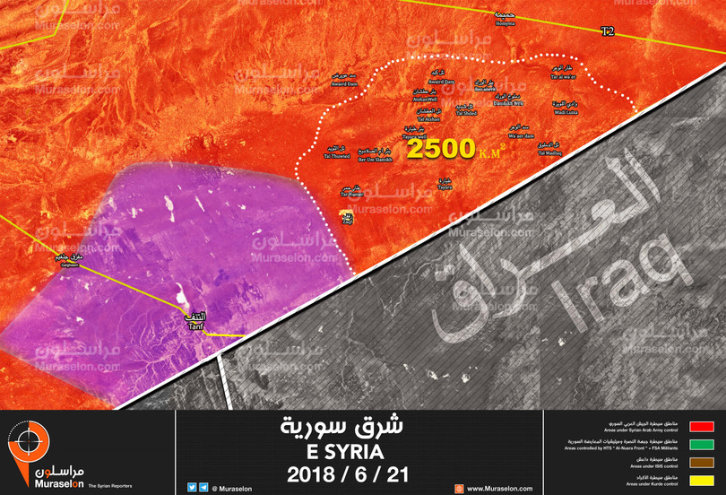 Những khu vực sa mã được quân đội Syria truy quét trong cuộc tấn công phía đông tỉnh Homs. Ảnh Muraselon