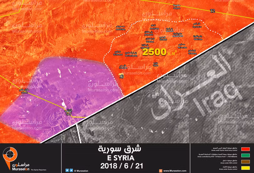 Những khu vực sa mã được quân đội Syria truy quét trong cuộc tấn công phía đông tỉnh Homs. Ảnh Muraselon