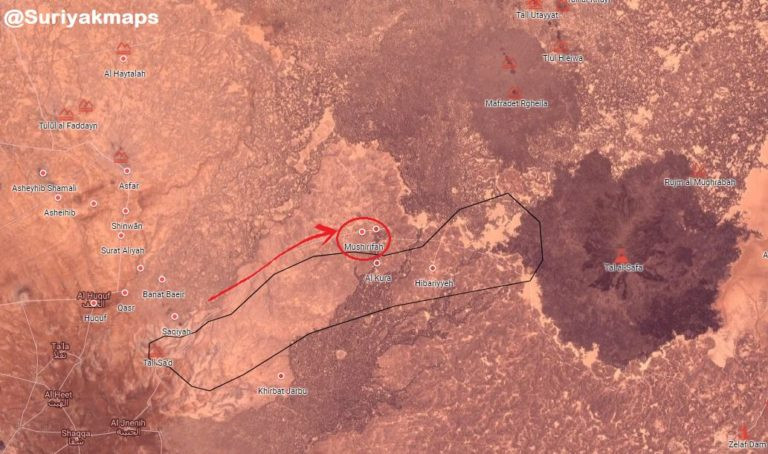 Hướng tấn công chính của chiến trường Suwayda.Ảnh South Front Hướng tấn công chính của chiến trường Suwayda.Ảnh South Front