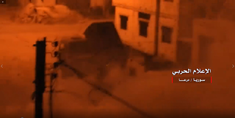 Pháo phản lực Golan-1000 của quân đội Syria nhả đạn. Ảnh minh họa video truyền thông quân đội Syria