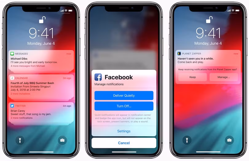 Bạn có thể vô hiệu hóa hoàn toàn hoặc tạm thời thông báo ngay trên mà hình khóa. Ảnh: MacRumors
