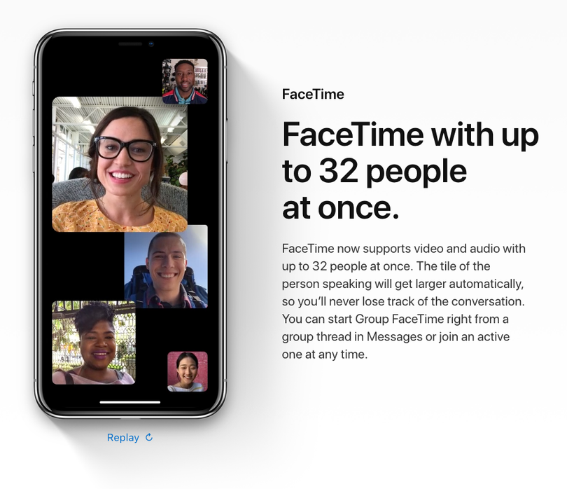 FaceTime hỗ trợ gọi video theo nhóm tới 32 người. Ảnh: Apple