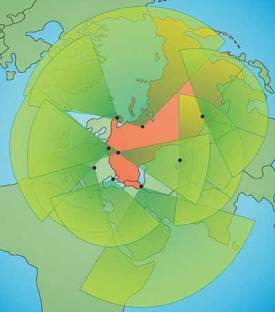 Sơ đồ hệ thống radar cảnh báo sớm đan xen với nhau trên những khu vực nguy cơ cao,. Sơ đồ hệ thống radar cảnh báo sớm đan xen với nhau trên những khu vực nguy cơ cao,.